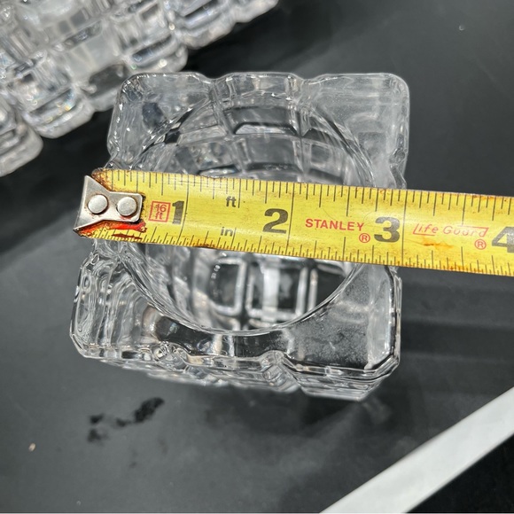 Vntge Crystal block candleholders set of 2 lg brick votive tea light holders - Picture 6 of 16